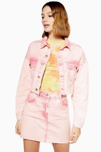 Topshop Pink Acid Wash Hacked Denim Jacket | cropped jackets - flipped