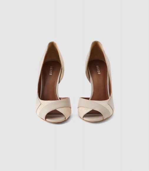 REISS PISA OPEN TOE COURT SHOES NEUTRAL ~ side cut-out courts - flipped