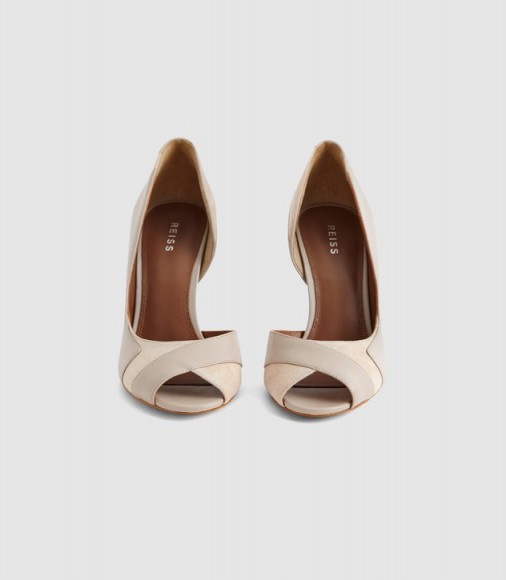 REISS PISA OPEN TOE COURT SHOES NEUTRAL ~ side cut-out courts