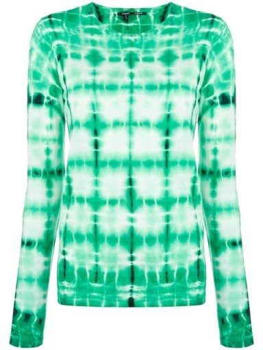 PROENZA SCHOULER tie-dye long sleeved top in malachite/white/black / green casual dyed top - flipped