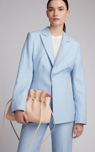 Mansur Gavriel Protea Pink Leather Drawstring Bag | luxe shoulder bags - flipped