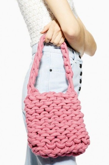 Topshop Seattle Rope Tote Bag in Pink - flipped
