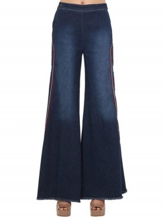 SHAFT JEANS MILLY EMBROIDERED STRETCH DENIM JEANS in BLUE -retro flares - flipped