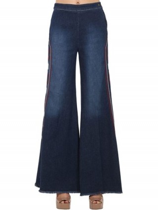 SHAFT JEANS MILLY EMBROIDERED STRETCH DENIM JEANS in BLUE -retro flares