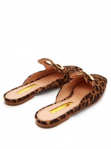 RUPERT SANDERSON Silverling backless leopard-print loafers in brown / glamorous slip-ons