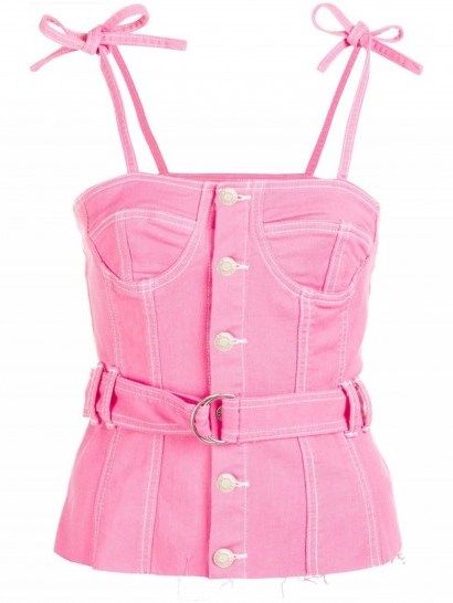 SJYP bustier belted top | pink denim - flipped