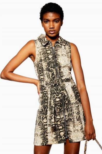 Topshop Snake Denim Dress with Collar | reptile print fashion - flipped