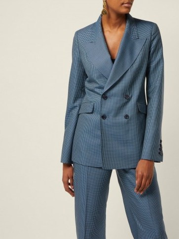 GABRIELA HEARST Sophie blue checked double-breasted wool-blend blazer - flipped