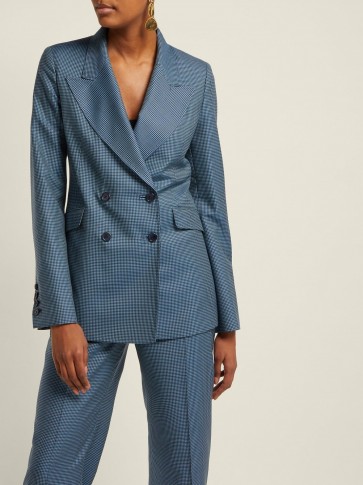 GABRIELA HEARST Sophie blue checked double-breasted wool-blend blazer