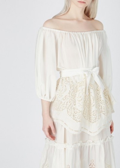 STELLA MCCARTNEY Ivory broderie anglaise bardot silk top ~ luxe boho clothing - flipped