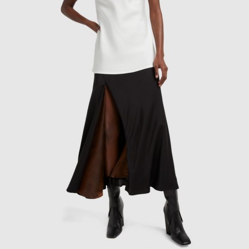 Ellery SUITE ONE BIAS HIGH-SLIT SKIRT in black / split midi skirts