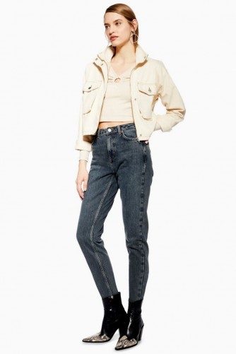Topshop Sulphur Mom Jeans in Dusty Blue | high rise tapered leg