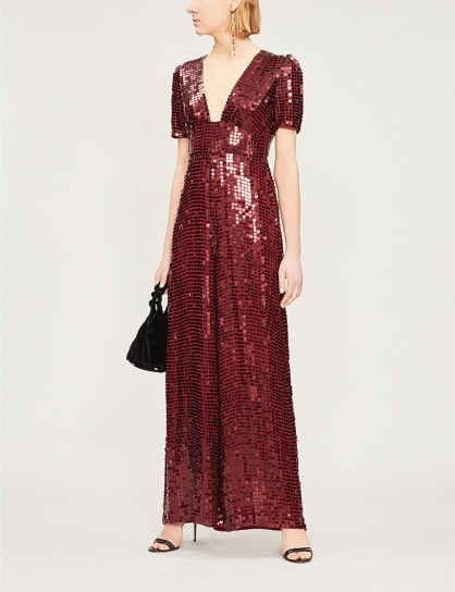 TEMPERLEY LONDON Heart Charm sequinned jumpsuit in red. LUXE OCCASION FASHION - flipped