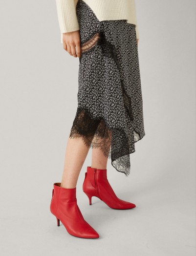 JOSEPH The Sioux Pointed Boots in Red / kitten heel ankle boots