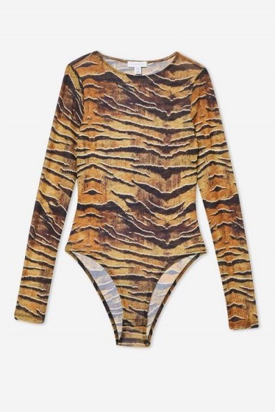 TOPSHOP Tiger Print Bodysuit / wild animal prints - flipped