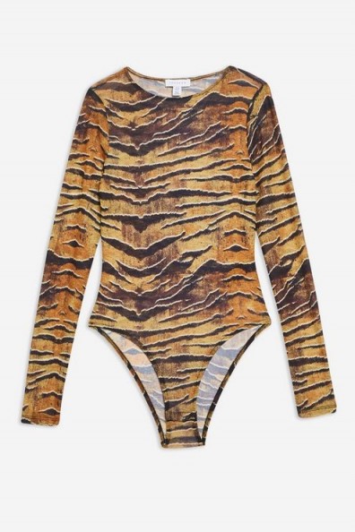 TOPSHOP Tiger Print Bodysuit / wild animal prints