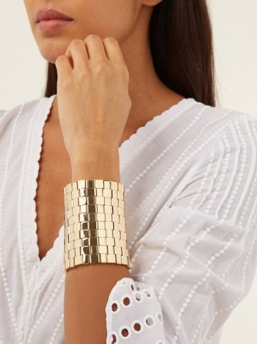CHLOÉ Tilly square-link cuff ~ gold-tone statement cuffs - flipped