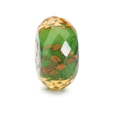 TROLLBEADS Green Twinkle Bead | coloured glass jewellery beads - flipped