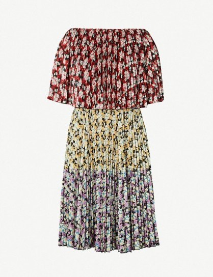 VALENTINO Off-the-shoulder floral print woven dress – multicoloured dresses - flipped