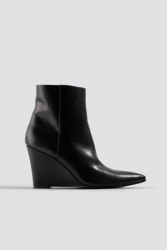 NA-KD Wedge Heel Boots in Black | wedged ankle boot