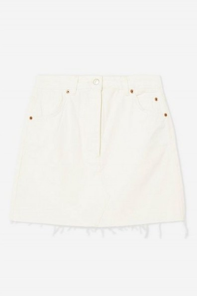 Topshop White Denim Mini Skirt | frayed hemlines - flipped