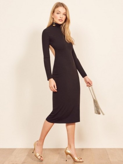 Reformation Winstead Dress in Black | open back rib knit dresses - flipped