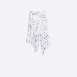 BALENCIAGA RUFFLE SKIRT in White/Black | designer logo print skirts