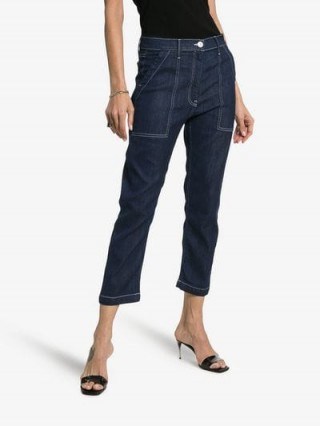 3×1 High-Waisted Contrast Stitch Cropped Trousers ~ chic denim - flipped