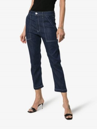 3×1 High-Waisted Contrast Stitch Cropped Trousers ~ chic denim