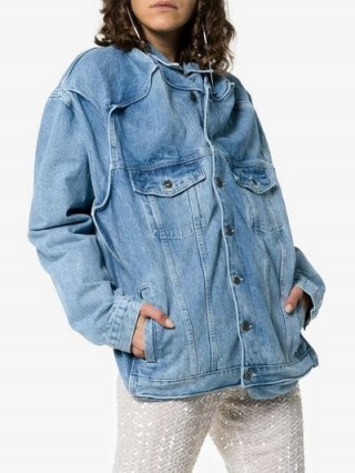 Y / Project Distorted Seams Button Up Denim Jacket ~ blue slouchy jackets