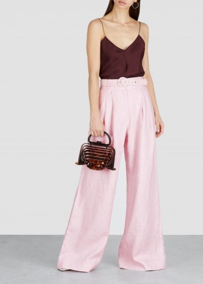 ZIMMERMANN Corsage pink wide-leg linen trousers ~ luxe pants