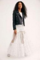 FREE PEOPLE New Way To Shine Skirt Ivory abd Silver Combo / sheer luxe skirts