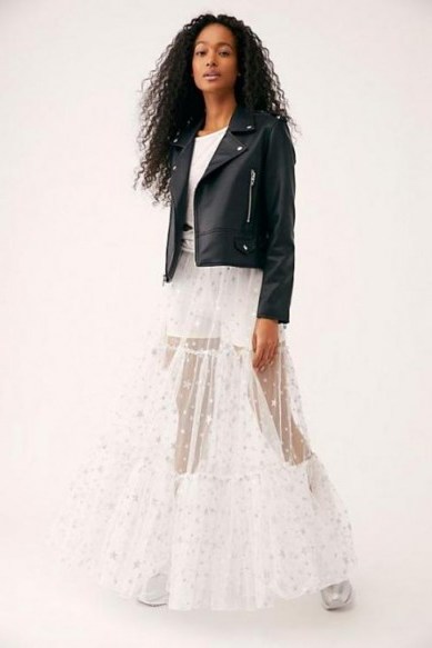 FREE PEOPLE New Way To Shine Skirt Ivory abd Silver Combo / sheer luxe skirts - flipped