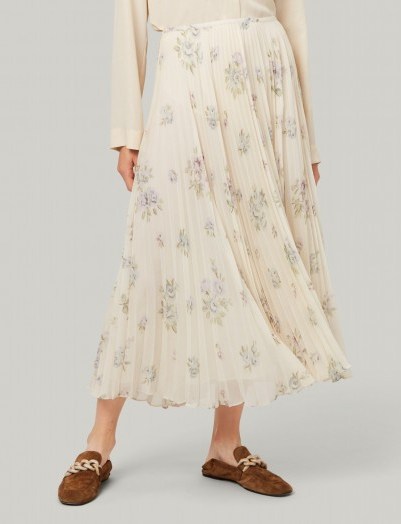 JOSEPH Abbot Vita Floral Skirt / semi-sheer silk georgette pleated skirts - flipped