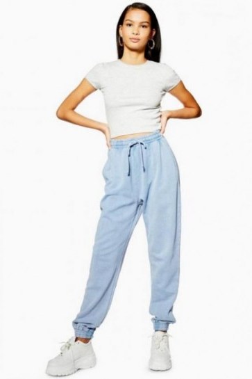 TOPSHOP Wash Joggers in Blue – essential jogging bottoms - flipped