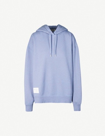 ACNE STUDIOS Fyona oversized cotton-jersey hoody in blue – hooded sweat top - flipped