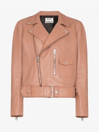 Acne Studios New Merlyn Leather Biker Jacket in Nude-Pink ~ casual luxe - flipped