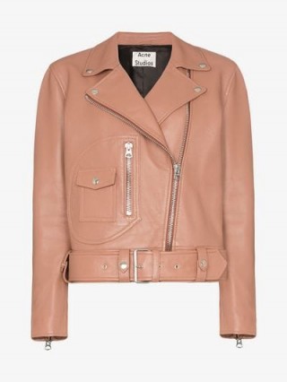 Acne Studios New Merlyn Leather Biker Jacket in Nude-Pink ~ casual luxe