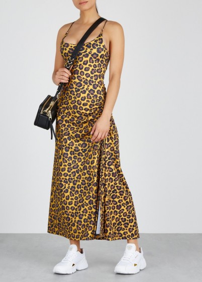 ADAM SELMAN SPORT Leopard-print stretch-jersey dress ~ tonal-brown animal prints