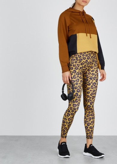 Leopard-print stretch-jersey leggings ~ tonal-brown sports pants