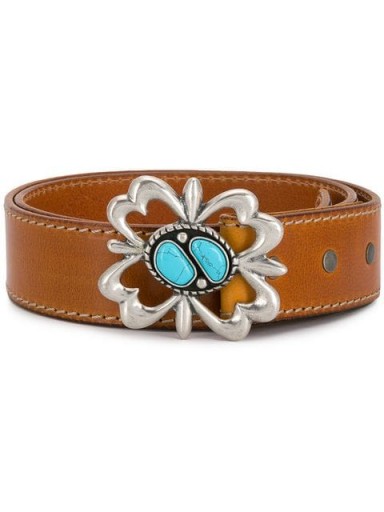 ALANUI embellished buckle belt | brown leather and turquoise stone belts