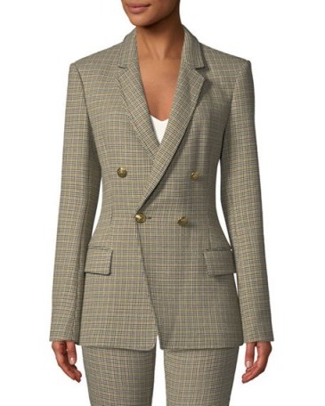 A.L.C. Sedgwick Double-Breasted Houndstooth Blazer / tailored checked jackets - flipped
