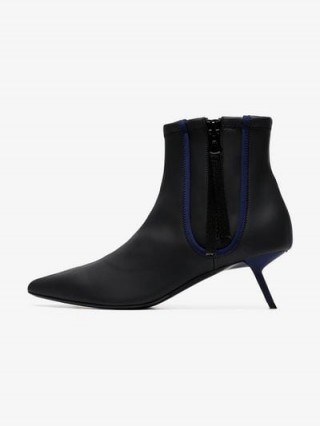 Alchimia Di Ballin Black Perka 55 Zip Up Leather Ankle Boots – angled stiletto heel - flipped