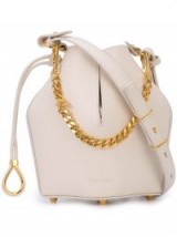 ALEXANDER MCQUEEN bucket chain shoulder bag in off-white / small neutral leather bags
