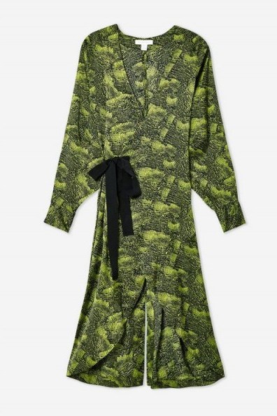 TOPSHOP Alligator Midi Dress by Boutique in Green. ANIMAL PRINT DRESSES - flipped