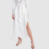 Datura ALMA SILK SATIN SKIRT in Ivory | slinky side slit skirts