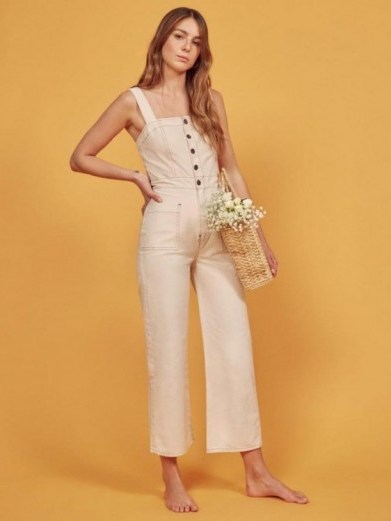 Reformation Amory Jumpsuit in Ivory | neutral denim - flipped