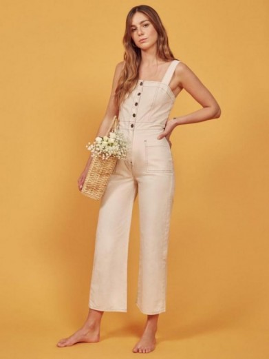 Reformation Amory Jumpsuit in Ivory | neutral denim