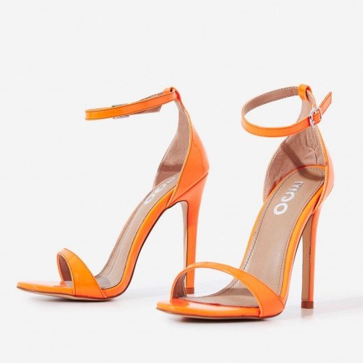 EGO Archer Barely There Heel In Neon Orange Patent ~ bright stilettos - flipped