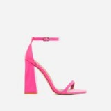 EGO Atomic Square Block Heel In Neon Pink Patent ~ glossy heels